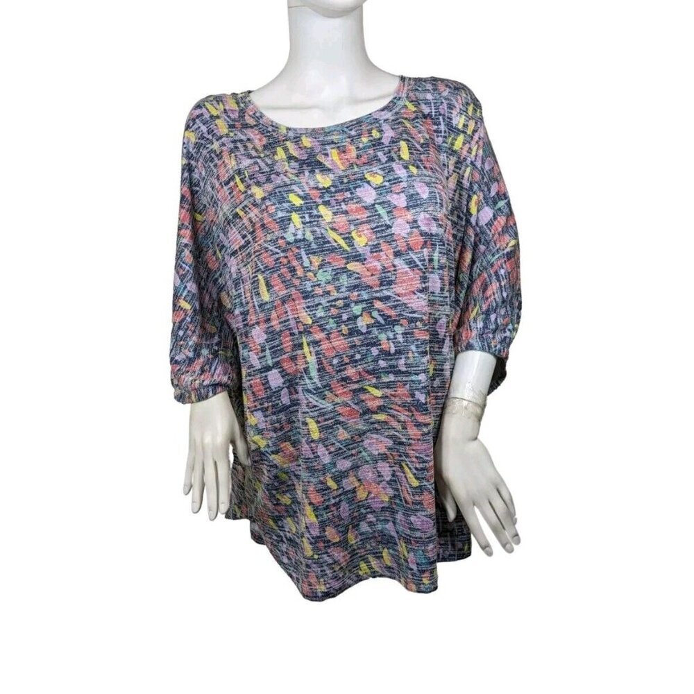 Westbound Women's Multi Color Pastel Confetti Short Sleeve Blouse Plus Size 3X